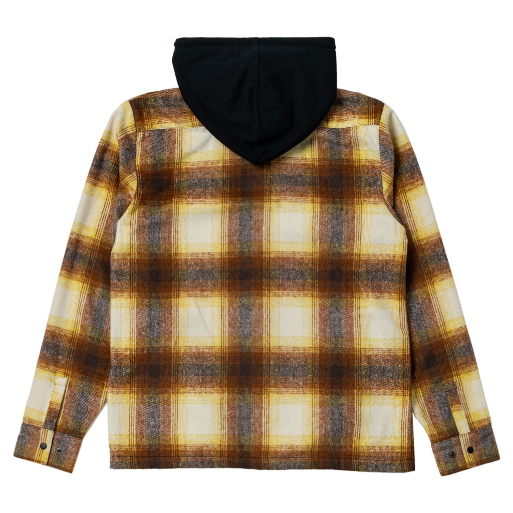 KROOKED DOUBLE OK TAN PLAID HOODED FLANNEL SHIRT M