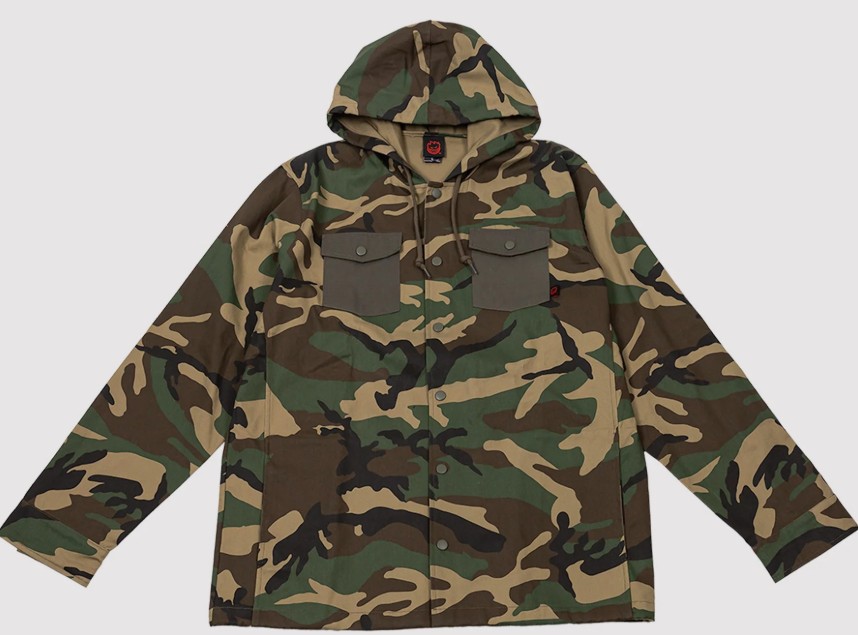 SPITFIRE OG CLASSIC NYLON EMB BLACK/ORANGE HOODED JACKET M