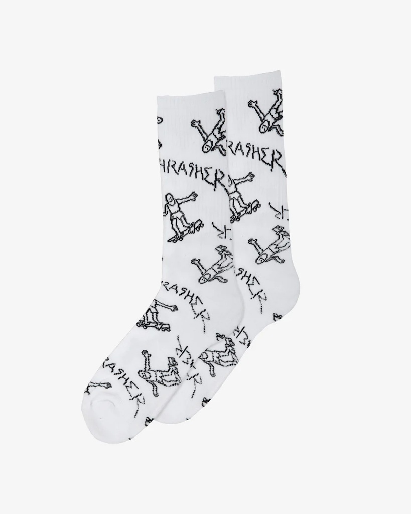 THRASHER GONZ LOGO SOCKS WHITE/BLACK
