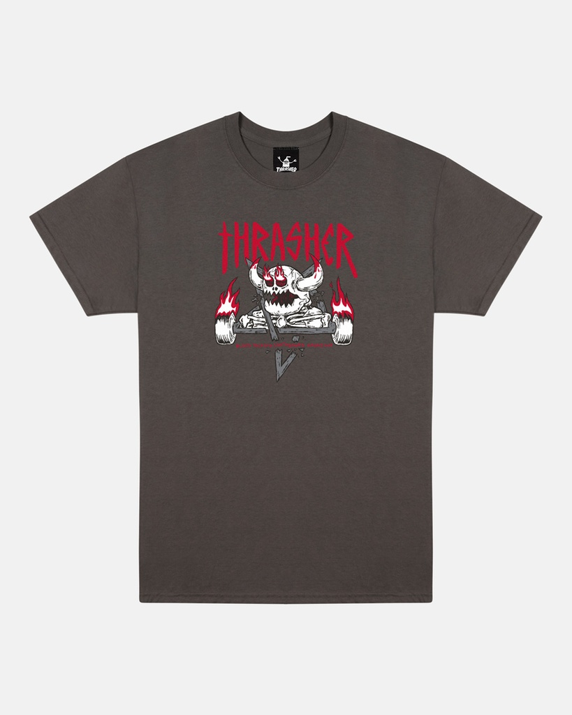 THRASHER X TOY MACHINE MONSTER-GRAM CHARCOAL SS M