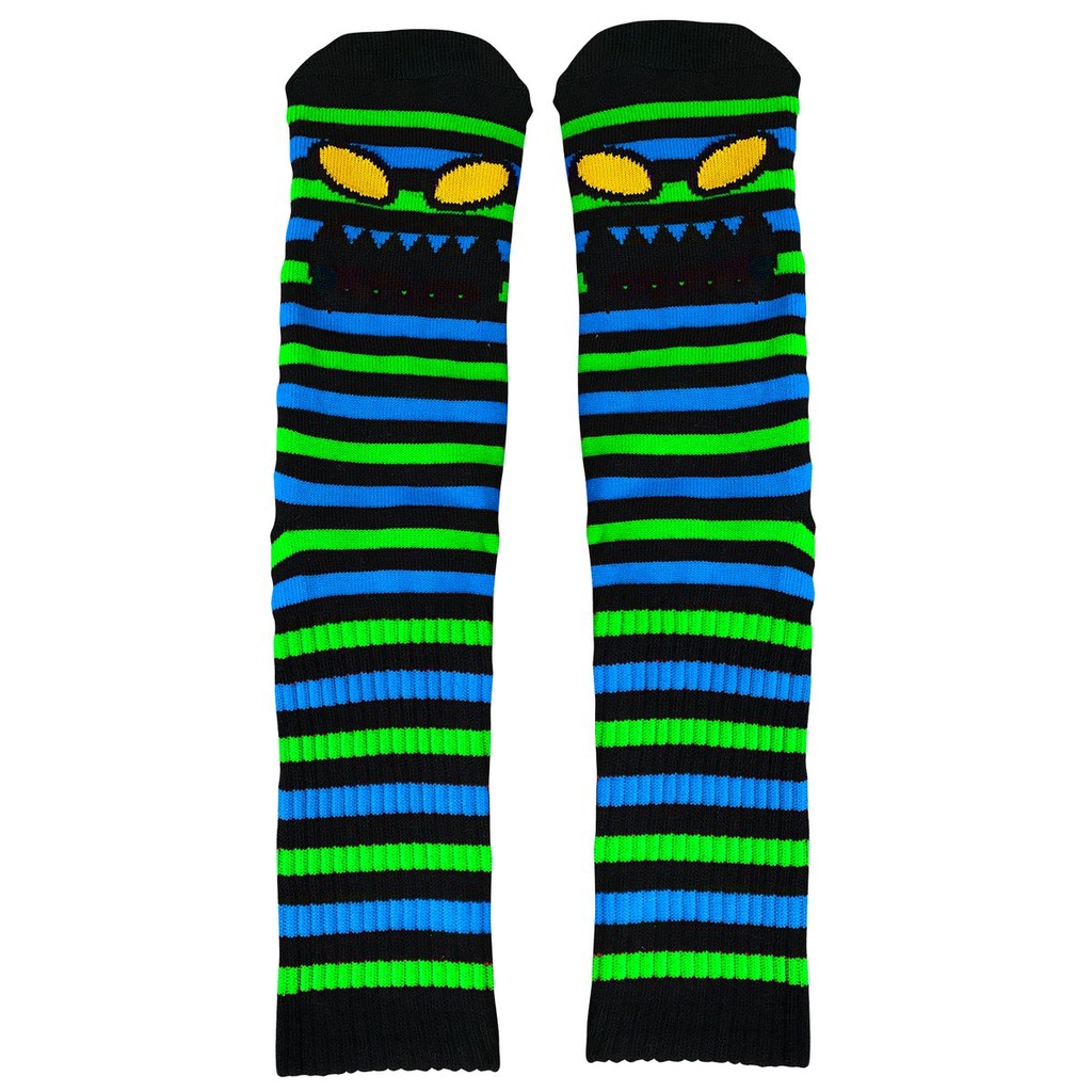 TOY MACHINE MONSTER FACE MINI STRIPES SOCKS GREEN
