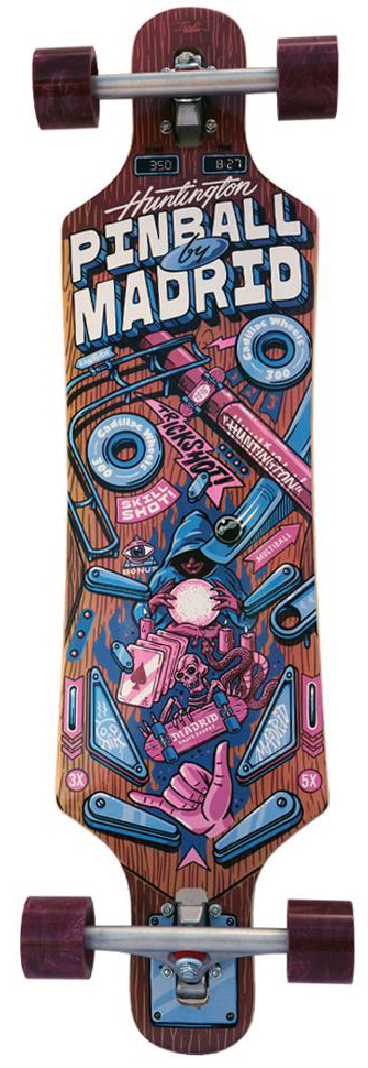 MADRID PINBALL WIZARD TOP MOUNT LONGBOARD COMPLETE 9.25 X 39.00