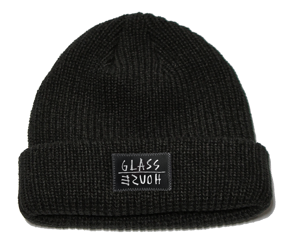 GLASS HOUSE MEMO LABEL ROLL UP BEANIE BLACK