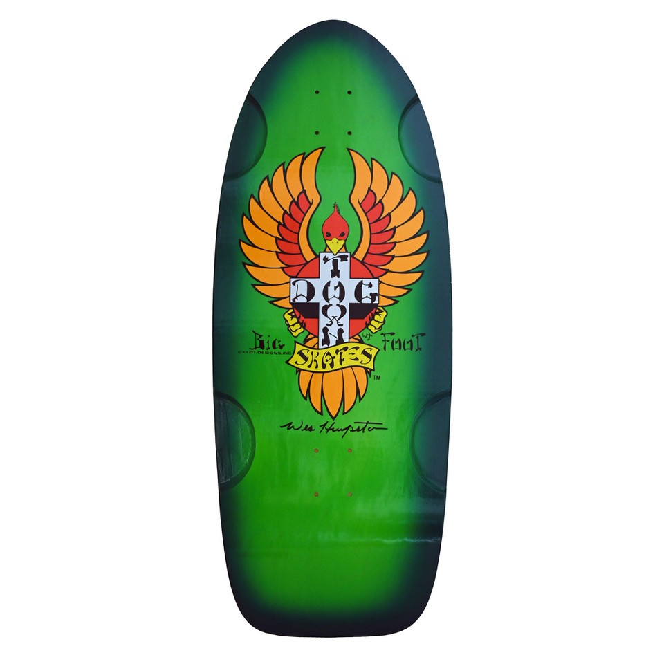 DOGTOWN BIG FOOT OG 70'S CLASSIC FLUORESCENT GREEN/FLUORESCENT BLUE FADE RE-ISSUE DECK 11.78 X 30.82