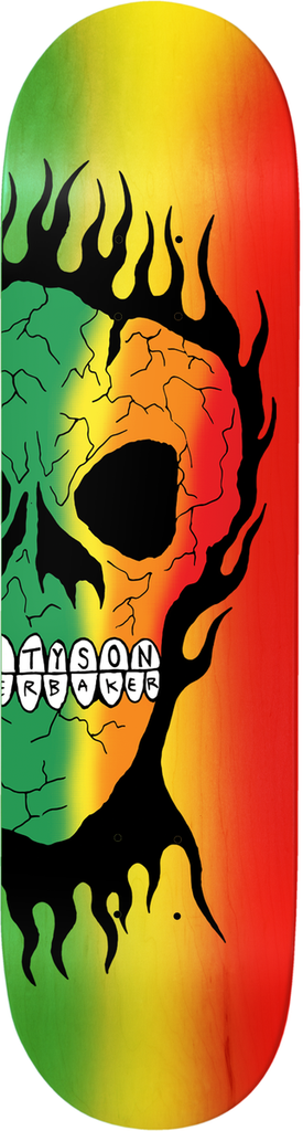 BAKER TYSON PETERSON RASTA SKULL DECK B2 8.25