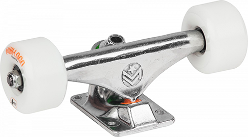 MINI LOGO TRUCK ASSEMBLY 8.00 POLISHED 53MM 101A WHITE WHEELS AND MINI LOGO BEARINGS