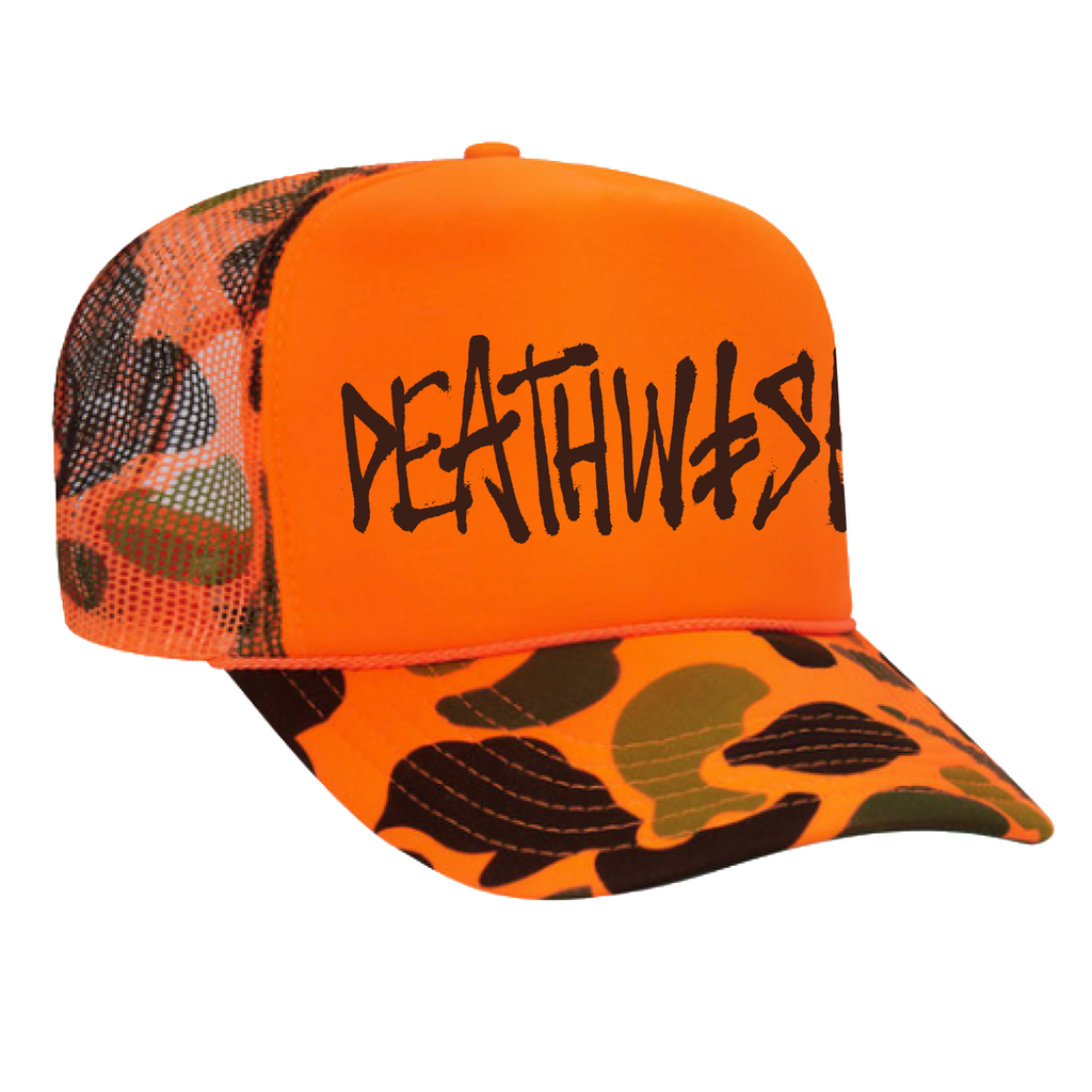 DEATHWISH OG DEATHSPRAY TRUCKER HAT ORANGE CAMO