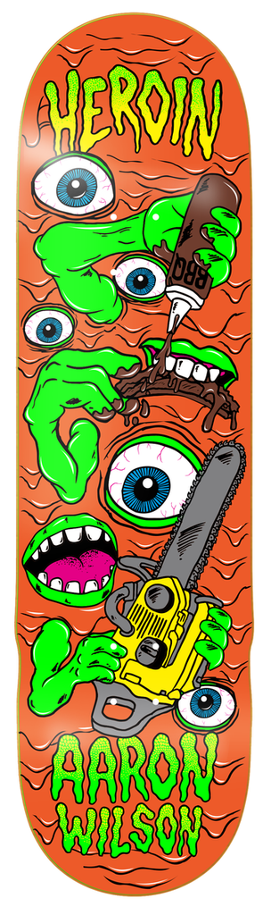 HEROIN AARON WILSON MUTATE OR DIE SHAPED DECK 8.5