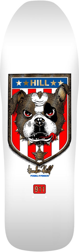 POWELL FRANKIE HILL BULLDOG WHITE/GOLD FOIL SHAPED DECK 10.0 X 31.5