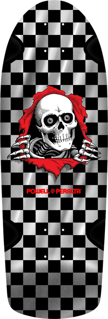 POWELL OG RIPPER CHECKER SHAPED DECK SILVER FOIL 10.0 X 30.0