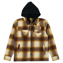 KROOKED DOUBLE OK TAN PLAID HOODED FLANNEL SHIRT XL