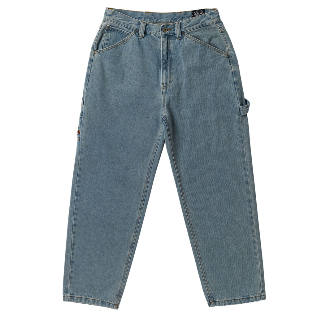 KROOKED KOFFIN CARPENTER BLEACHED DENIM PANTS 34