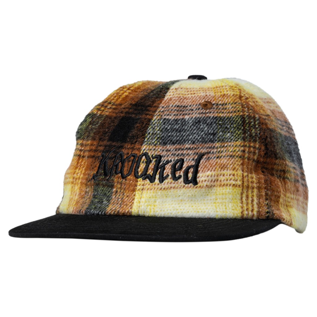 KROOKED DOUBLE OK SCRIPT STRAPBACK HAT FLANNEL