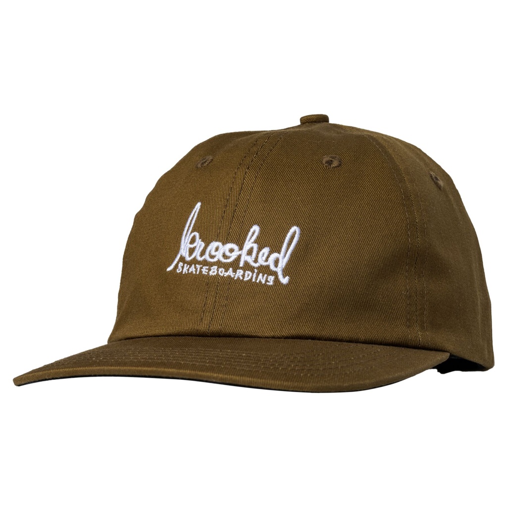 KROOKED SKRIPT STRAPBACK HAT BROWN/WHITE