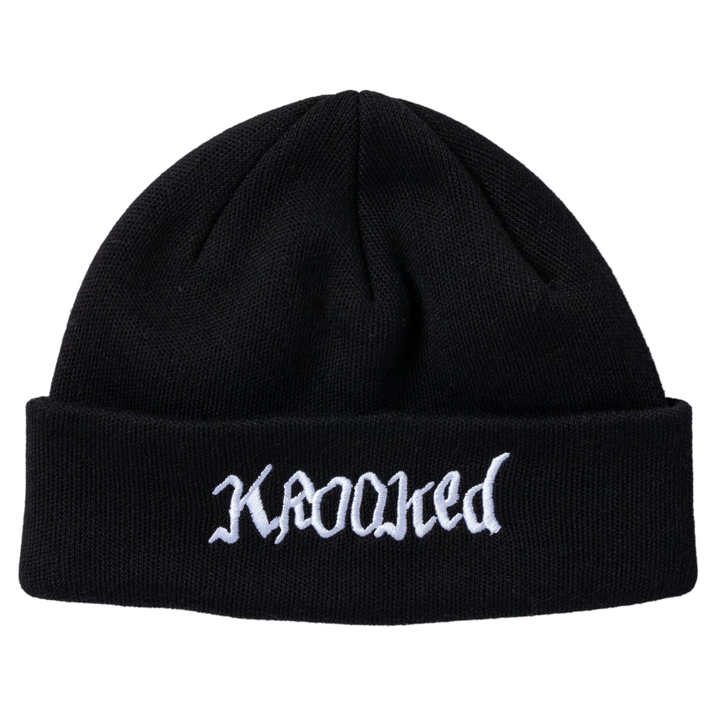 KROOKED DOUBLE OK SCRIPT CUFF BEANIE BLACK