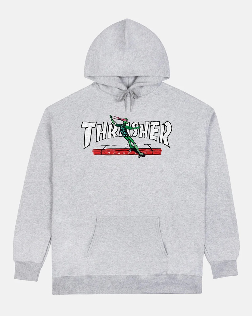 THRASHER RED CURB BY LSD WORLDPEACE ASH GREY HD/SWT L