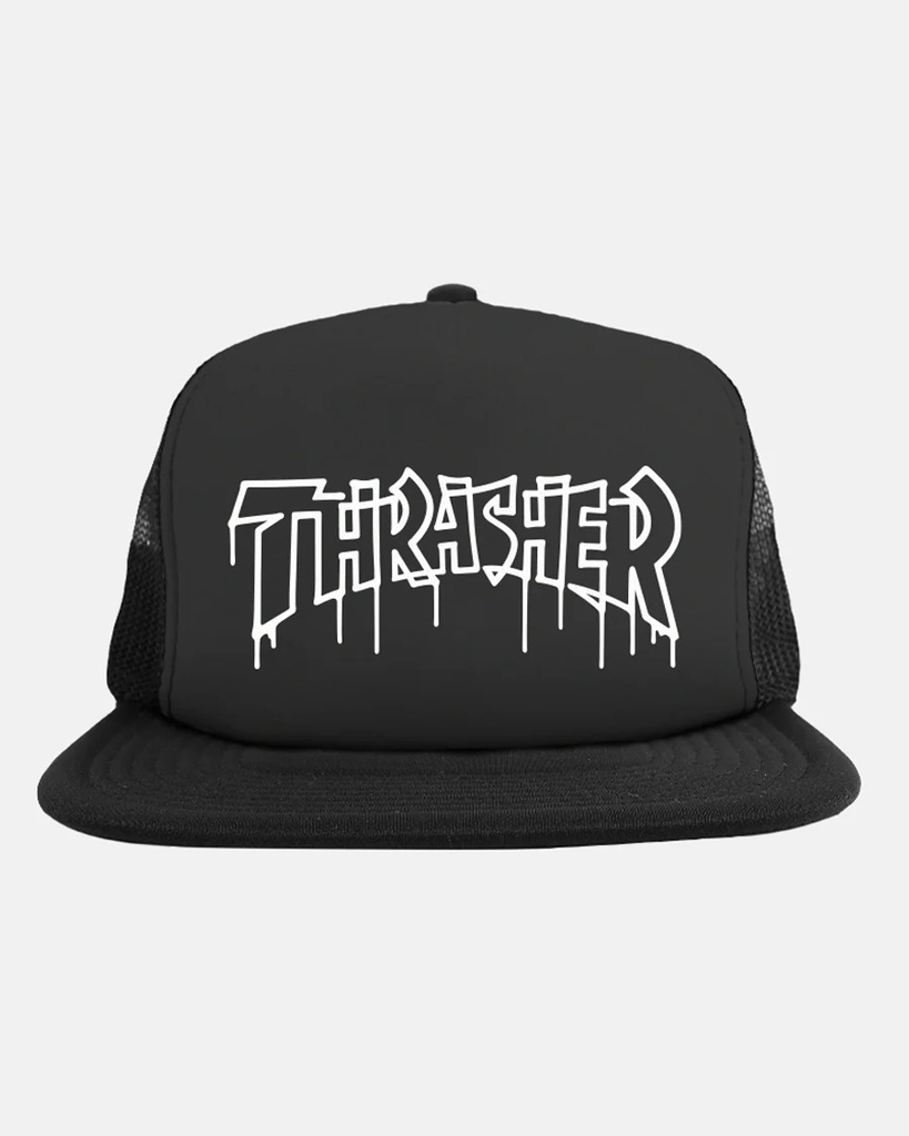 THRASHER ONE LINER TRUCKER HAT BLACK