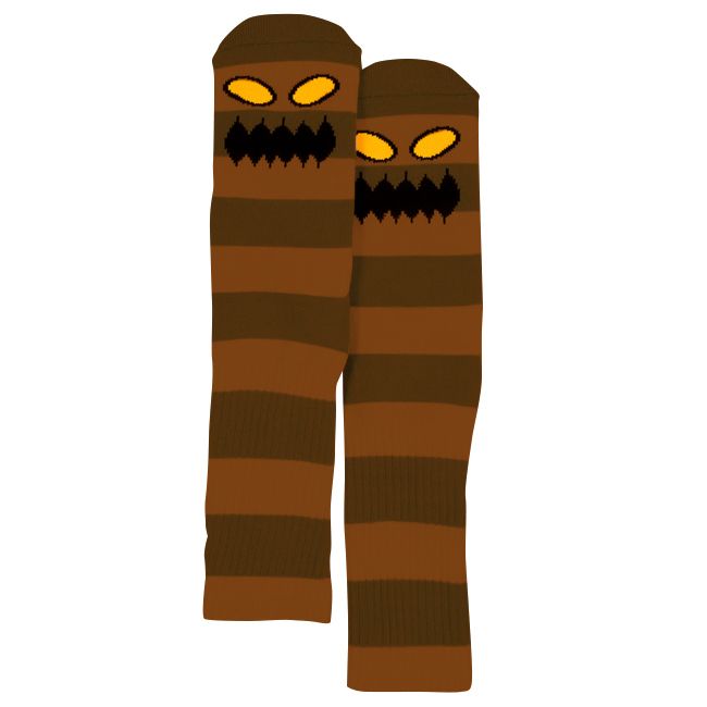TOY MACHINE MONSTER BIG STRIPE SOCKS BROWN