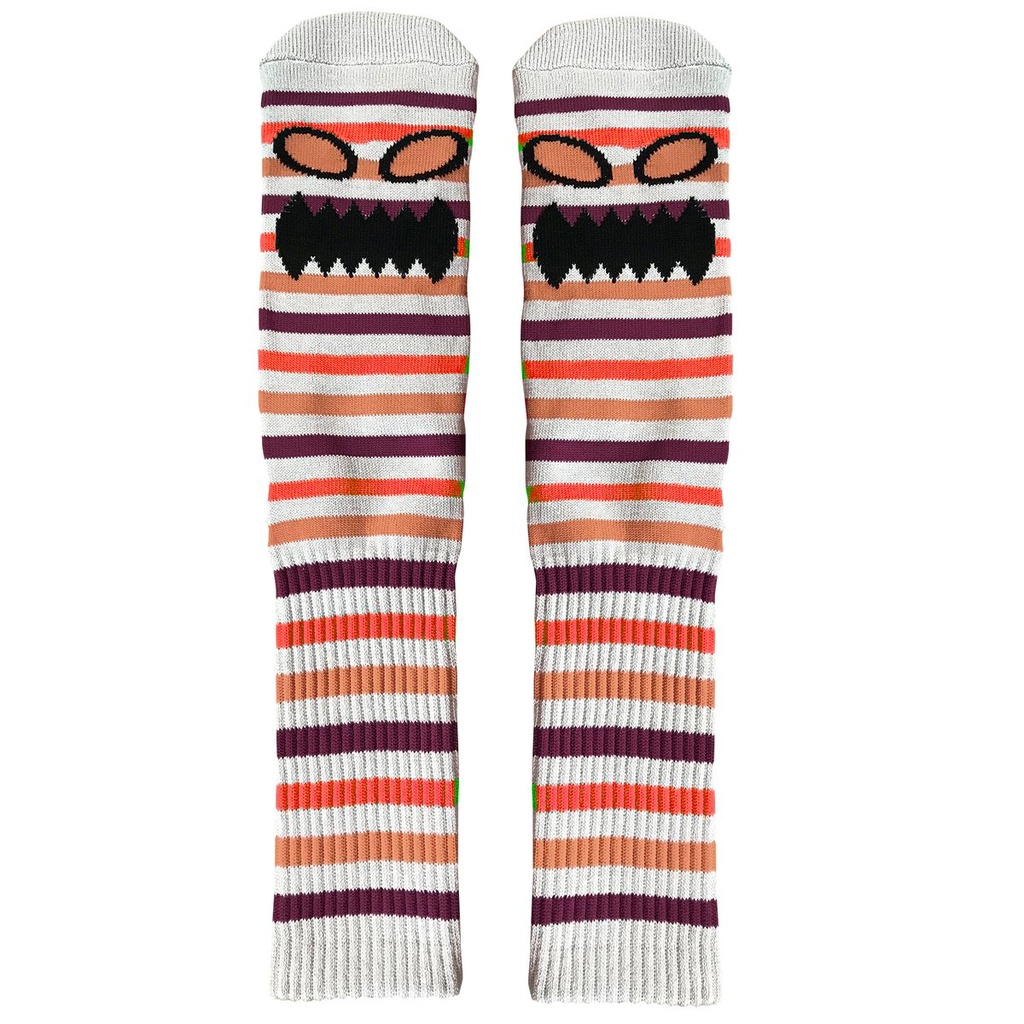 TOY MACHINE MONSTER FACE MINI STRIPES SOCKS ORANGE