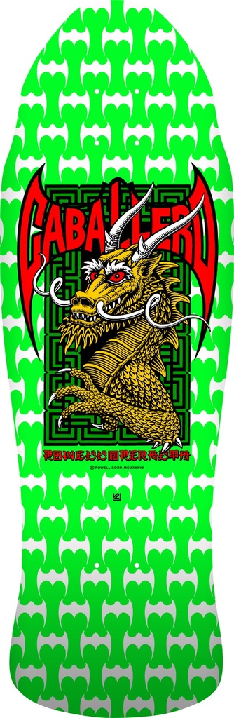 POWELL CABALLERO STREET DRAGON GREEN/WHITE SHAPED DECK 9.625 X 29.75