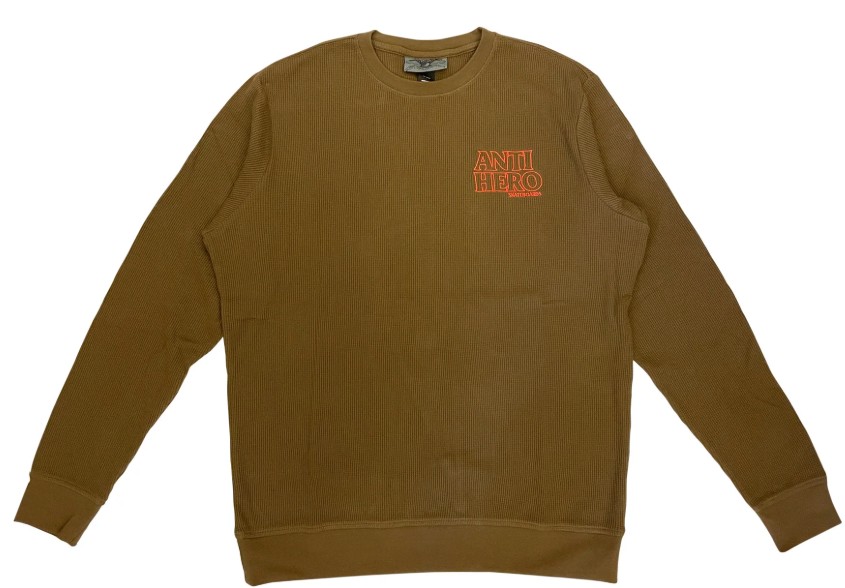 ANTI-HERO LIL BLACK HERO EMB WAFFLE BROWN CREW/SWT M