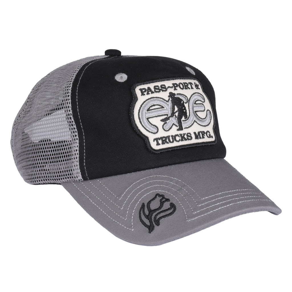 ACE X PASS~PORT PACKERS TRUCKER HAT BLACK/STEEL