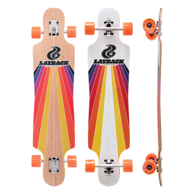 LAYBACK SUN STRIPE WHITE DROP THROUGH LONGBOARD COMPLETE 9.5 X 40.00
