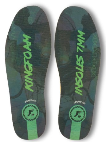FOOTPRINT KINGFOAM ACTION SPORTS GEL IMPACT DARK GREY CAMO/GREEN 7MM INSOLES MEDIUM (5-10.5)