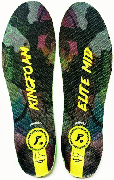 FOOTPRINT KINGFOAM ELITE QUANTUM HEEL BLACK CAMO/YELLOW MID 5MM TOE/7MM HEEL INSOLES SMALL (3-8)