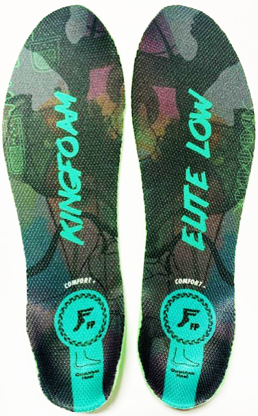 FOOTPRINT KINGFOAM ELITE QUANTUM HEEL ACTION SPORTS GEL IMPACT GREY CAMO/GREEN HIGH 5MM TOE/10MM HEEL INSOLES SMALL (3-8)