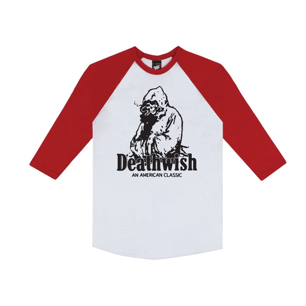 DEATHWISH AMERICAN CLASSIC RAGLAN WHITE/RED XL