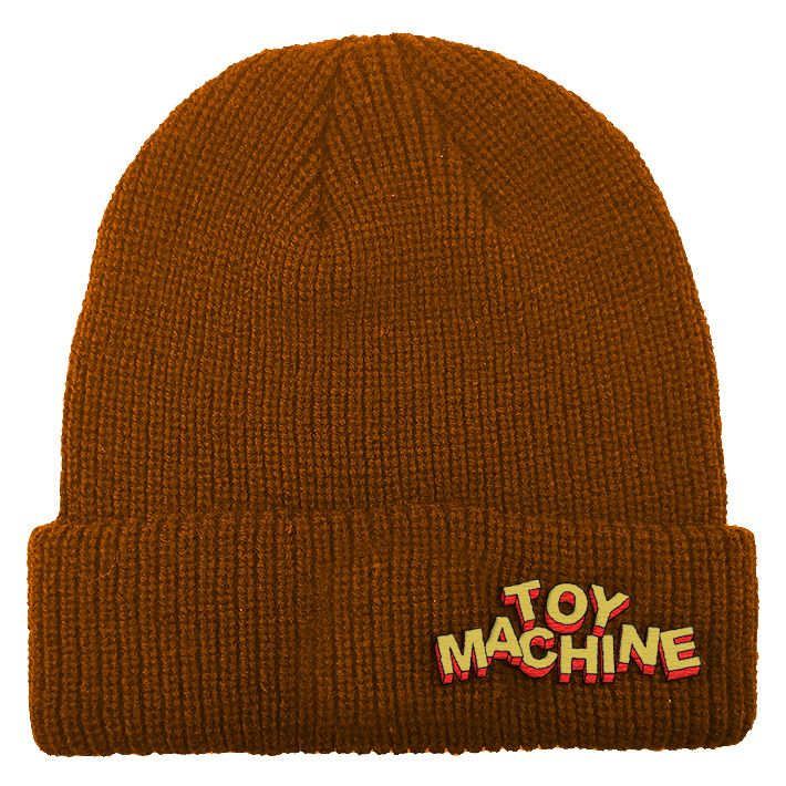 TOY MACHINE HIRO TEXT BEANIE BROWN