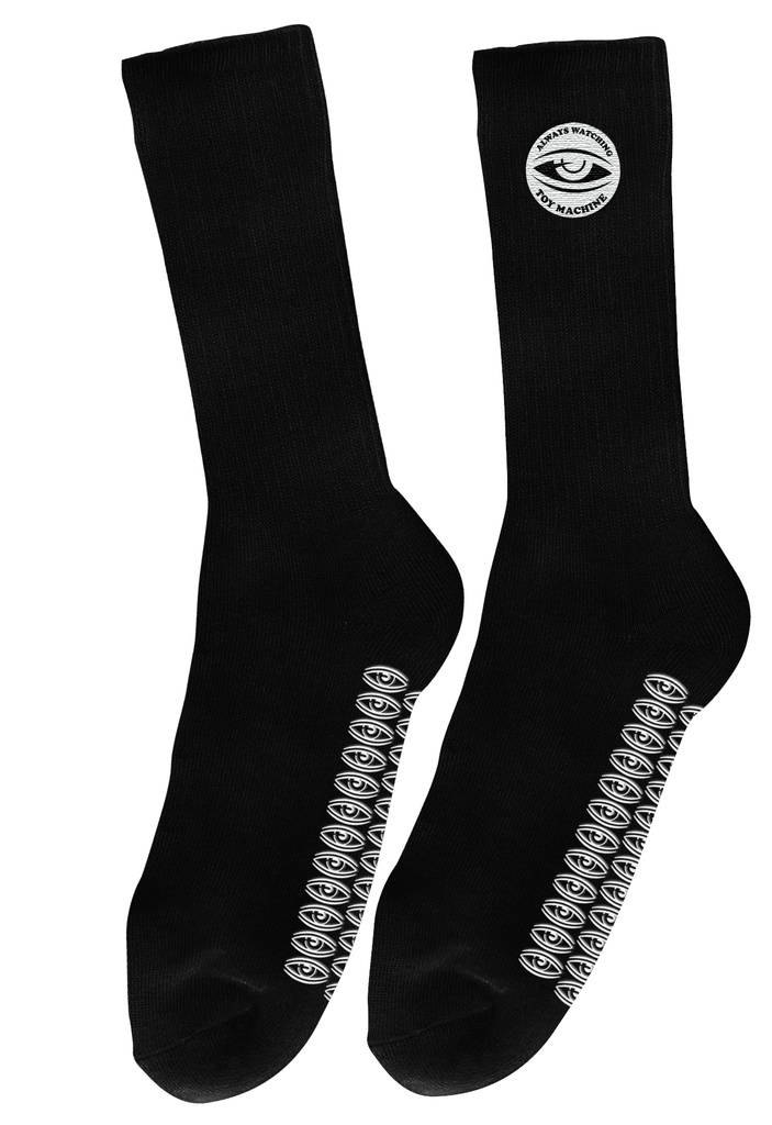 TOY MACHINE ALWAYS WATCHING GRIP SOCKS BLACK