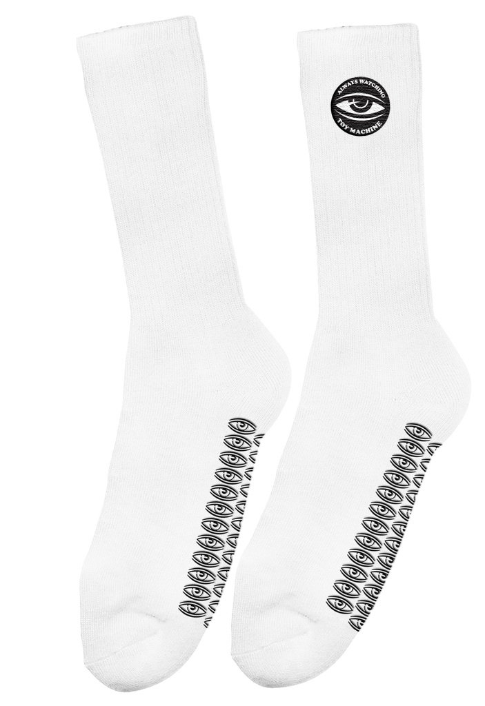 TOY MACHINE ALWAYS WATCHING GRIP SOCKS WHITE