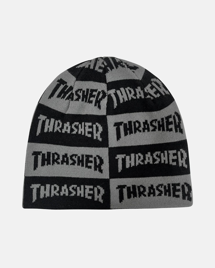 THRASHER MAG CHECKERED SKULLY BEANIE BLACK/GREY