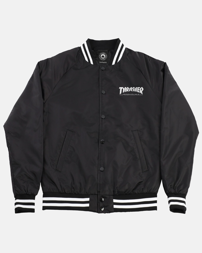 THRASHER MAG LOGO DUGOUT JACKET BLACK/WHITE M