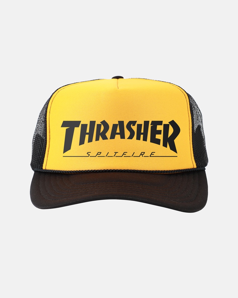 THRASHER X SPITFIRE TRUCKER HAT BLACK/GOLD/BLACK