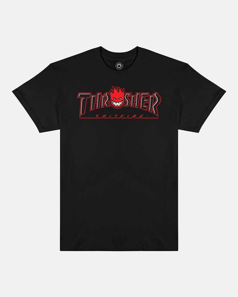 THRASHER X SPITFIRE BIGHEAD OUTLINE SS BLACK XL