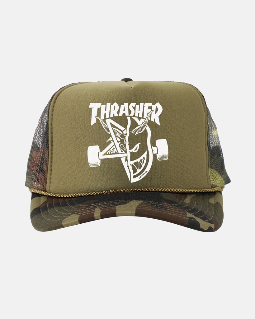THRASHER X SPITFIRE THRASH & BURN TRUCKER HAT CAMO