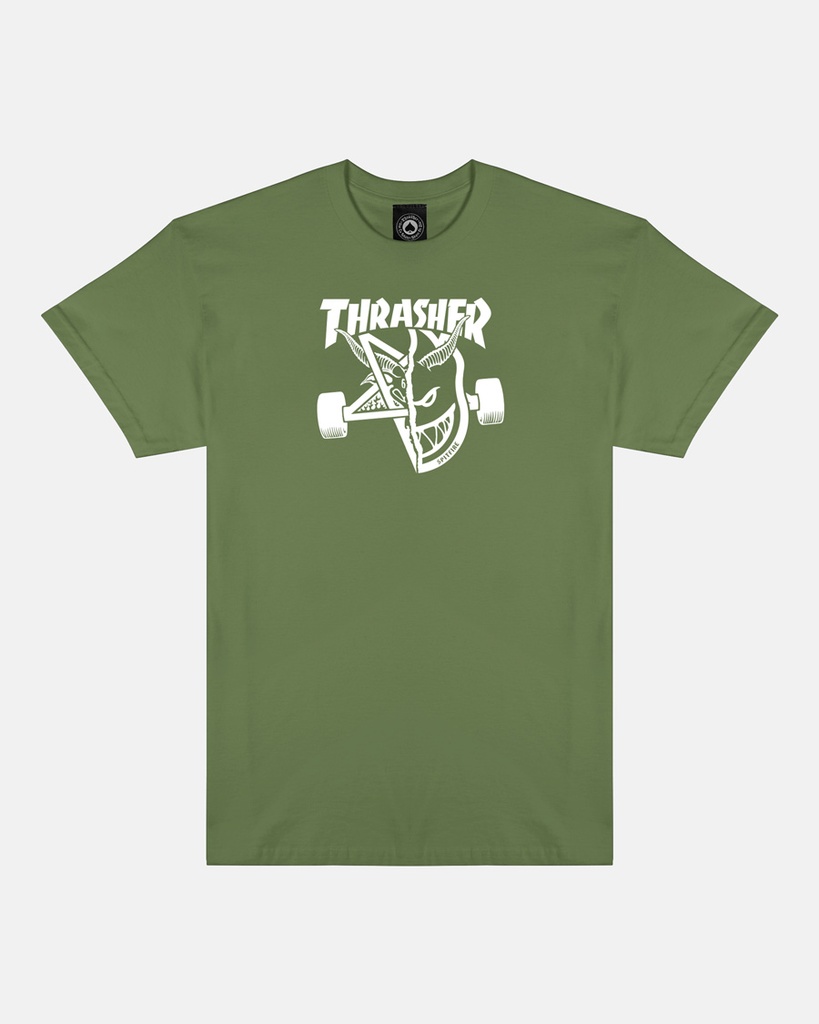 THRASHER X SPITFIRE THRASH & BURN SS MILITARY GREEN XL