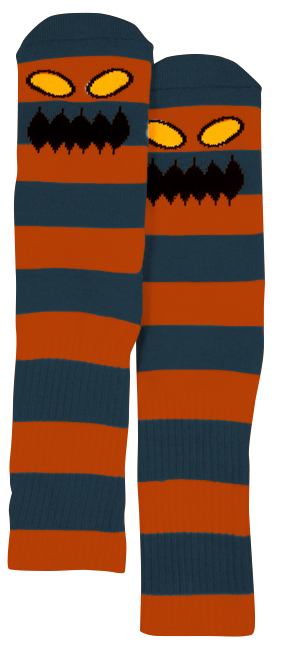 TOY MACHINE MONSTER BIG STRIPE SOCKS ORANGE
