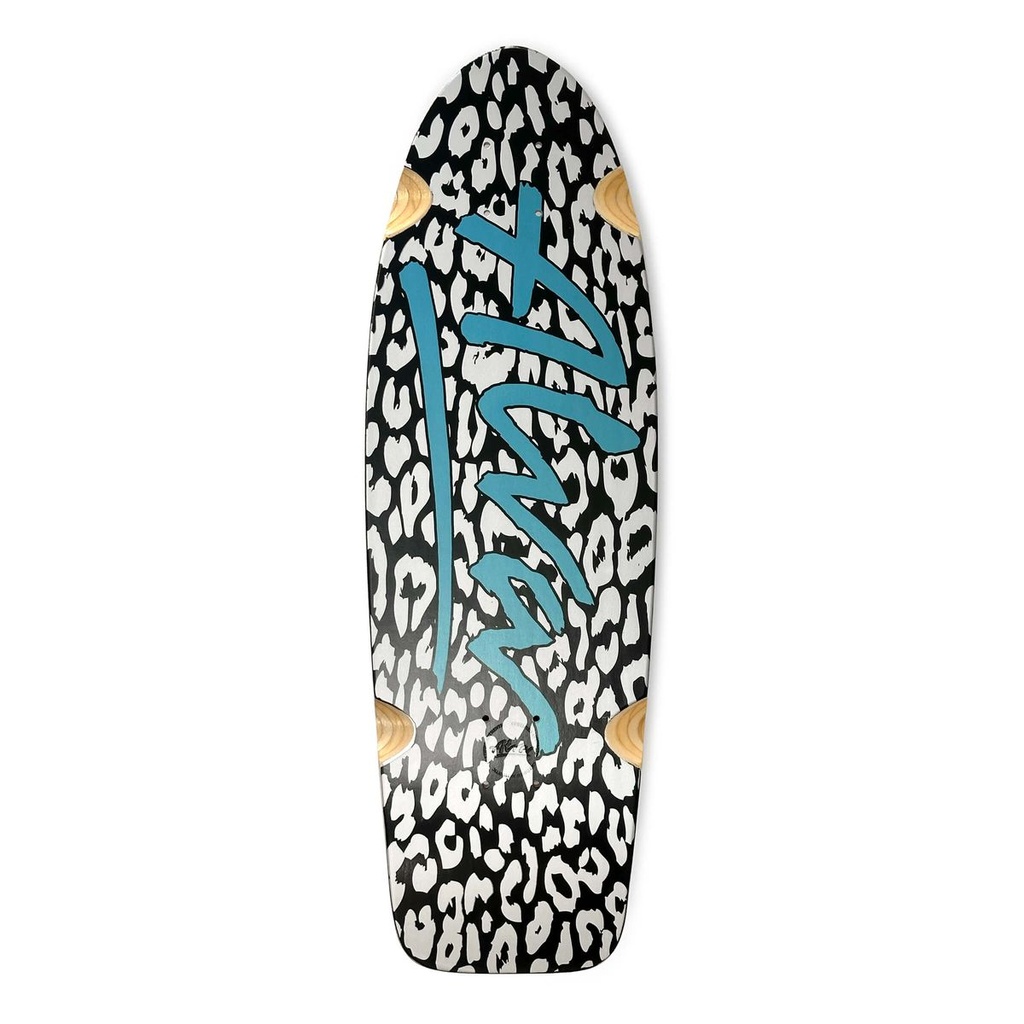 ALVA 1979 LEOPARD SILVER/BLACK/METALLIC BLUE SHAPED WHEEL WELLS DECK 9.25 X 30.0