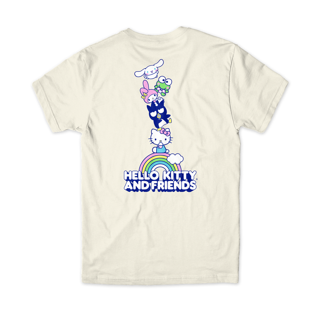 GIRL HELLO KITTY RAINBOW STACKED CREAM SS M
