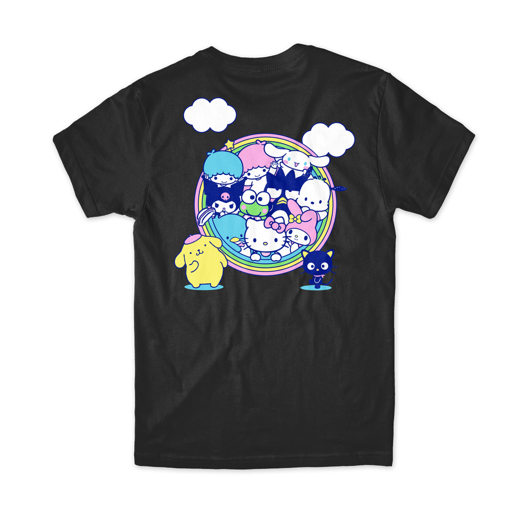 GIRL HELLO KITTY RAINBOW CIRCLE BLACK SS M