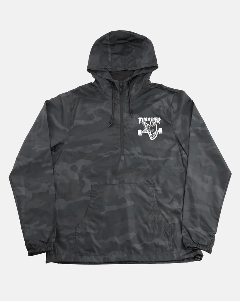THRASHER X SPITFIRE THRASH & BURN ANORAK JACKET BLACK CAMO XL