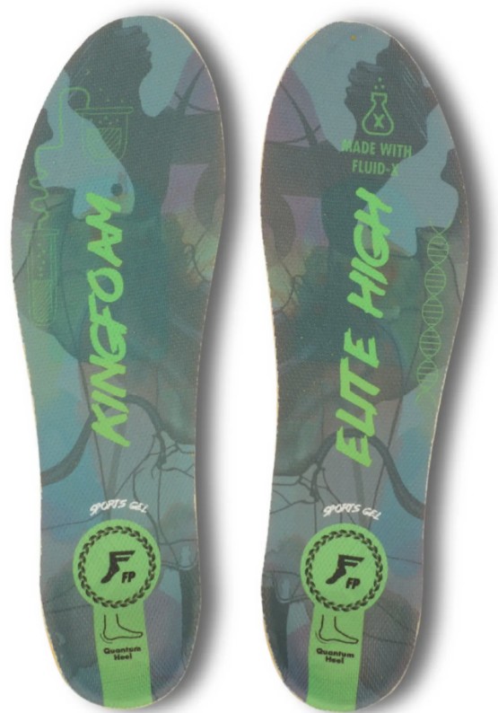 FOOTPRINT KINGFOAM ELITE QUANTUM HEEL SPORT GREY HIGH 5MM TOE/10MM HEEL INSOLES SMALL (3-8)