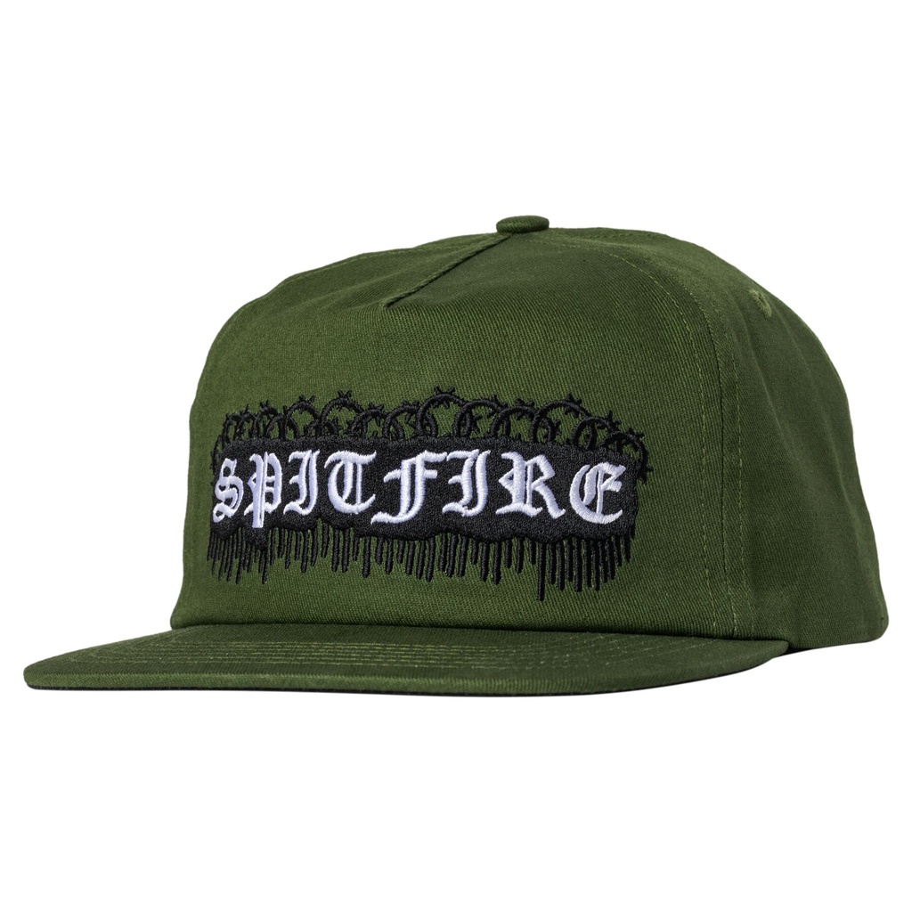 SPITFIRE OLD E BARBED SNAPBBACK HAT OLIVE