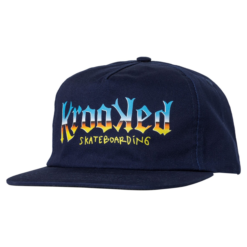 KROOKED CHROME ZONE SNAPBACK HAT NAVY