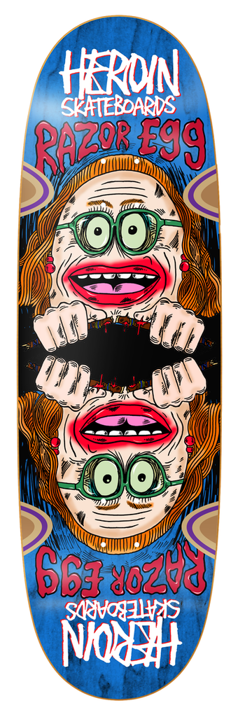 HEROIN TEAM AUNTIE RAZOR EGG WHEEL WELLS SHAPED DECK 9.75