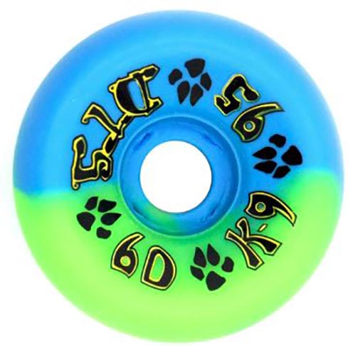 DOGTOWN K-9 80'S BLUE/GREEN SWIRL WHEELS 60MM 95A (Set of 4) 